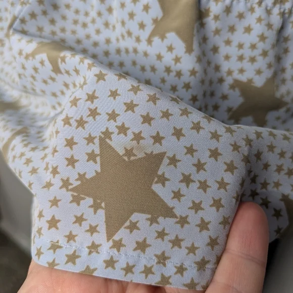 Vintage Louis Feraud Blue Tan Star Tie Neck Long Sleeve Blouse 10 - Picture 6 of 10